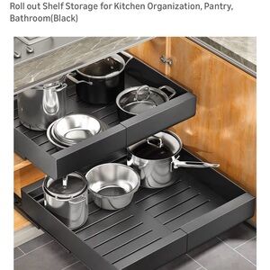 Black Roll-Out Shelf Storage for Kitchen Organization